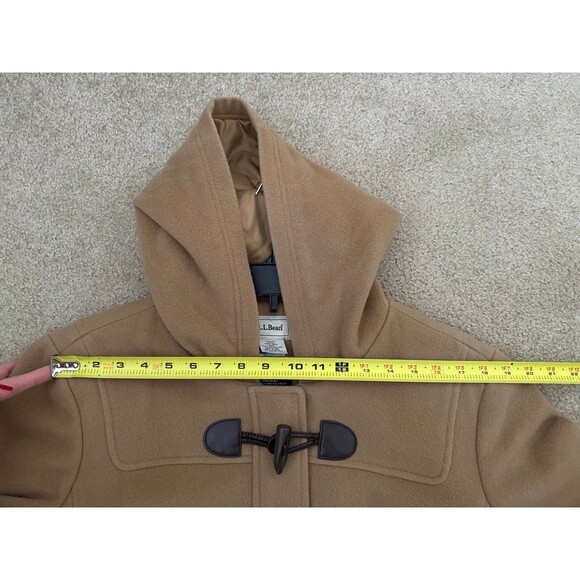 L.L.Bean Bellandi Italian Wool Duffle Coat Womens XL Camel Hooded Toggle Heavy - Picture 11 of 11